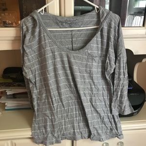 AEO// Grey and white striped Top